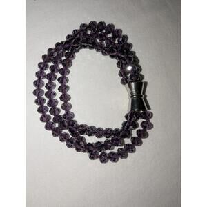 Faceted Purple Crystal Beaded Bracelet with Silver Clasp